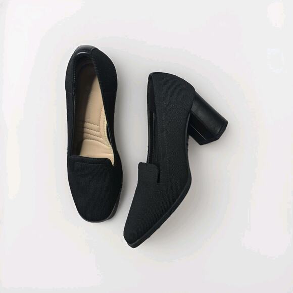 Adrienne Vittadini Brittiny Stretch Heeled Slip-On Loafer Pumps Black Size 7 - Picture 1 of 9